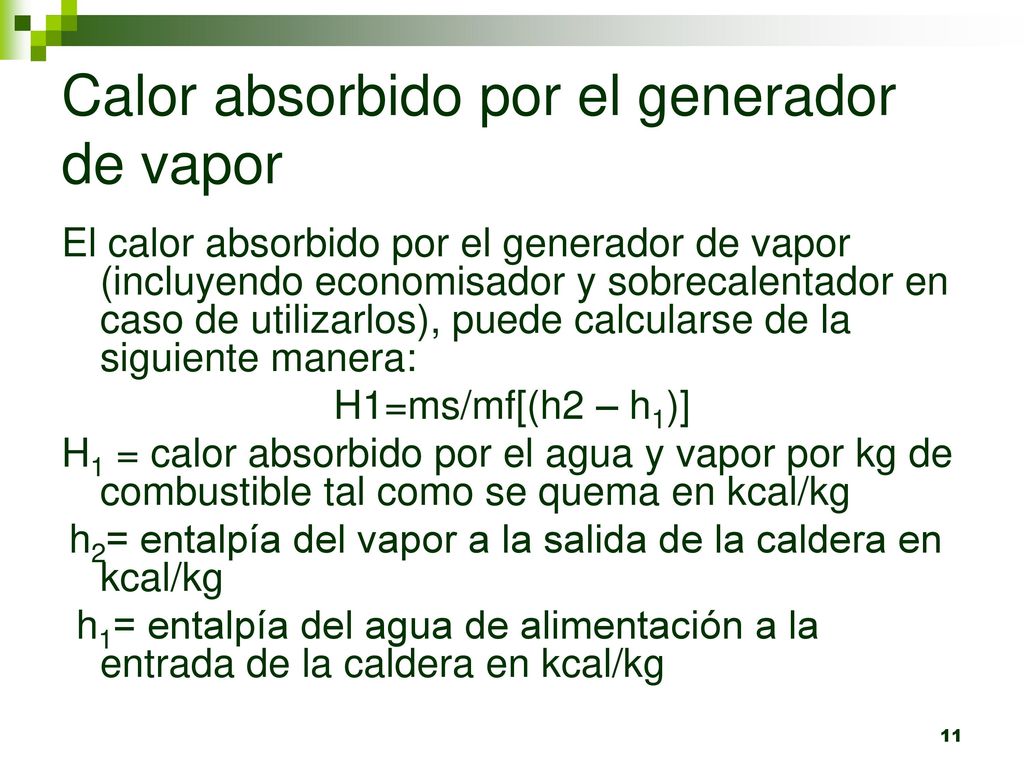 Calor absorbido por el generador de vapor