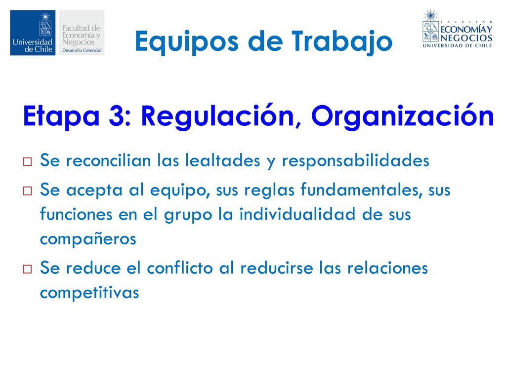 Etapa 3: Regulación, Organización