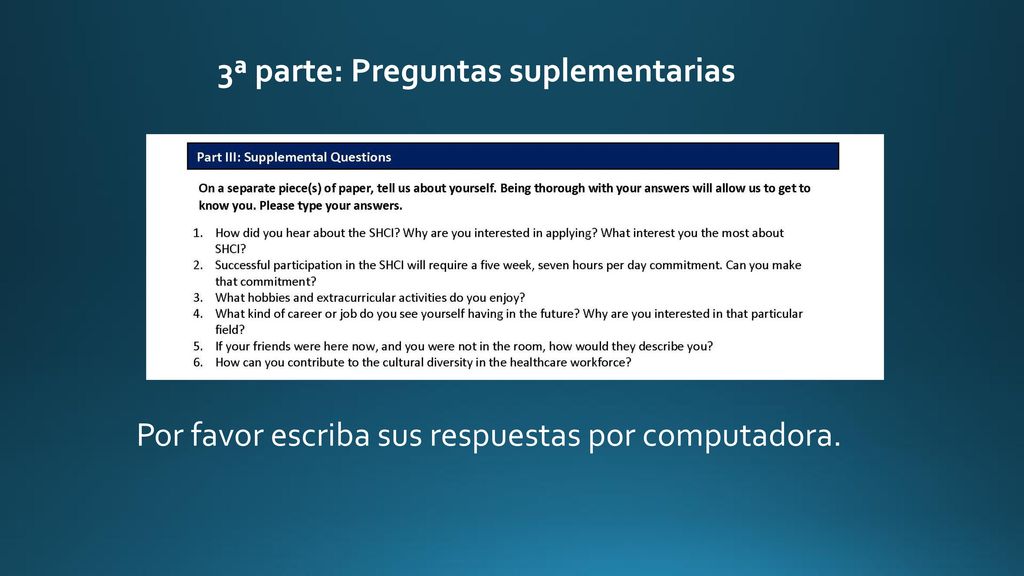 3ª parte: Preguntas suplementarias