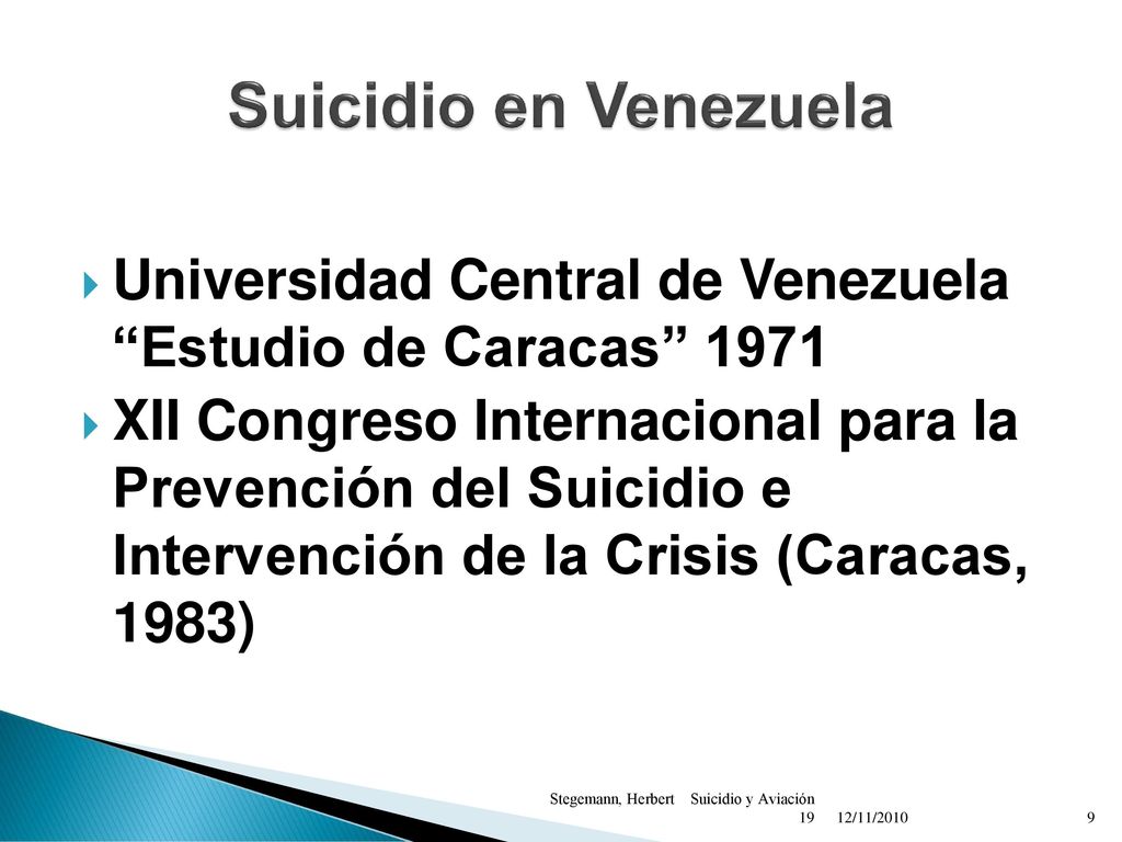 Suicidio en Venezuela Universidad Central de Venezuela Estudio de Caracas