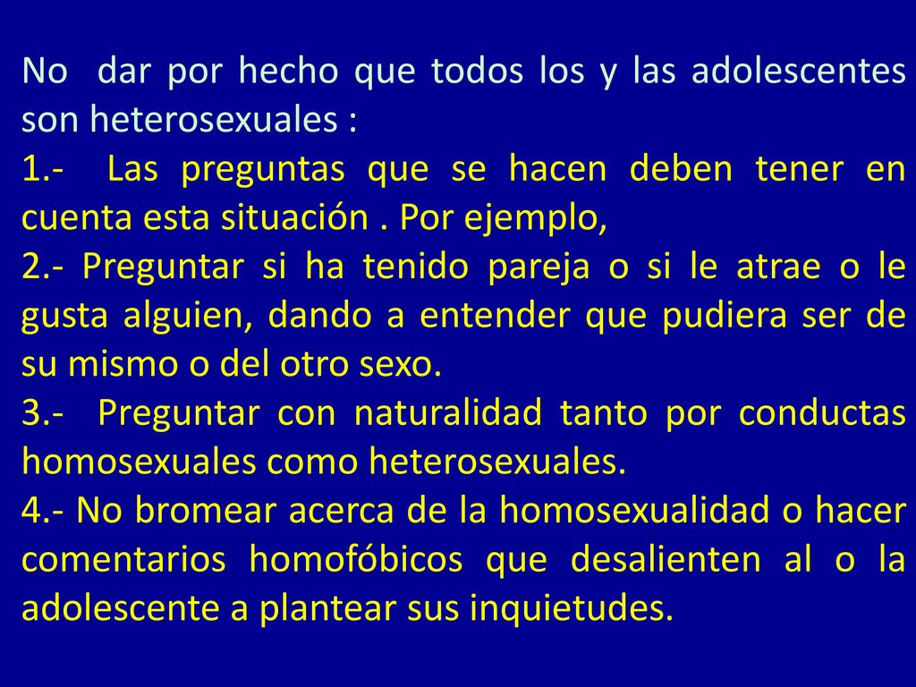 No dar por hecho que todos los y las adolescentes son heterosexuales :