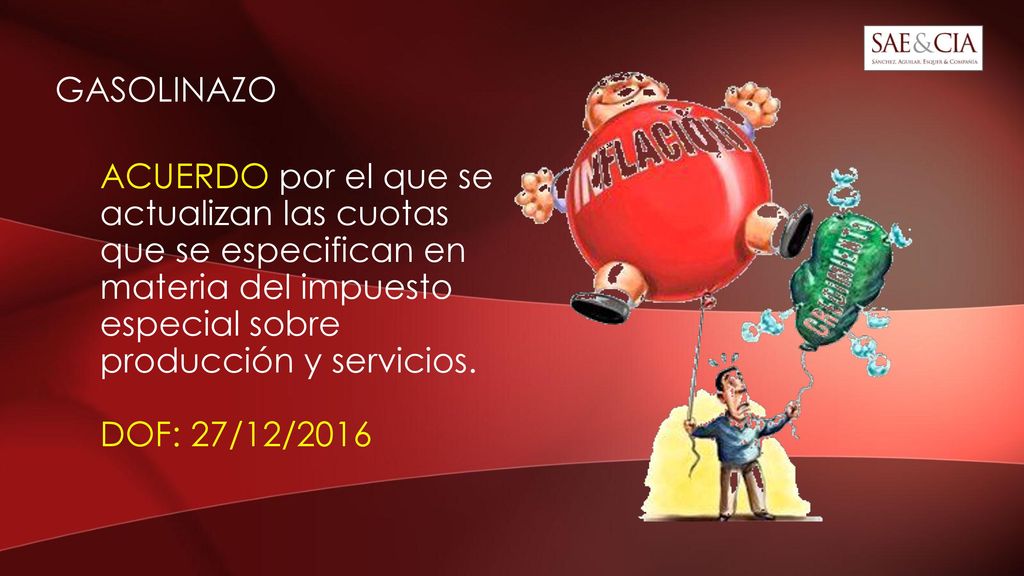 GASOLINAZO ACUERDO por el que se actualizan las cuotas que se especifican en materia del impuesto especial sobre producción y servicios.
