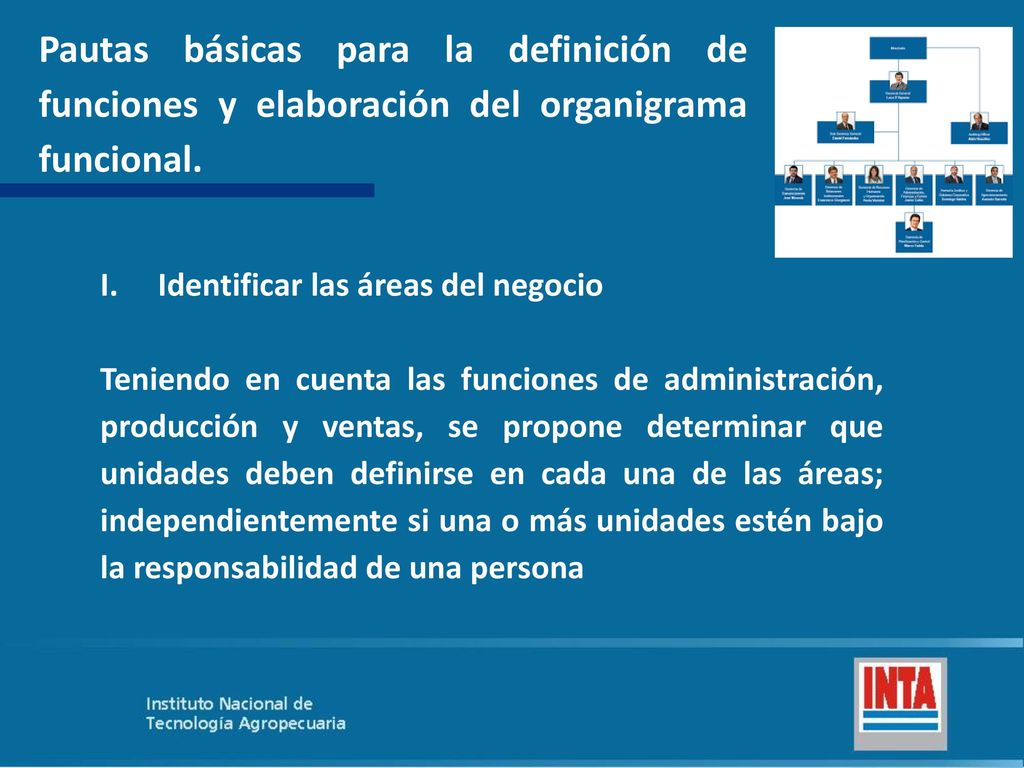 Pautas básicas para la definición de funciones y elaboración del organigrama funcional.
