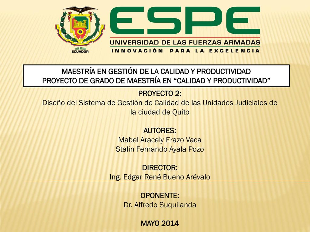 PROYECTO DE GRADO DE MAESTRÍA EN CALIDAD Y PRODUCTIVIDAD