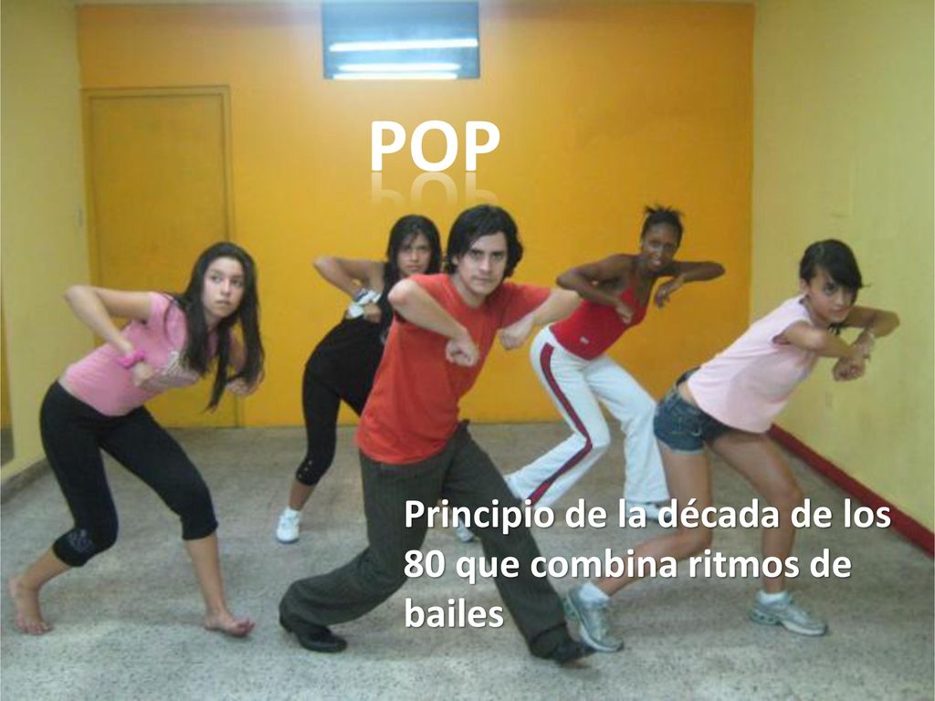 POP Principio de la década de los 80 que combina ritmos de bailes