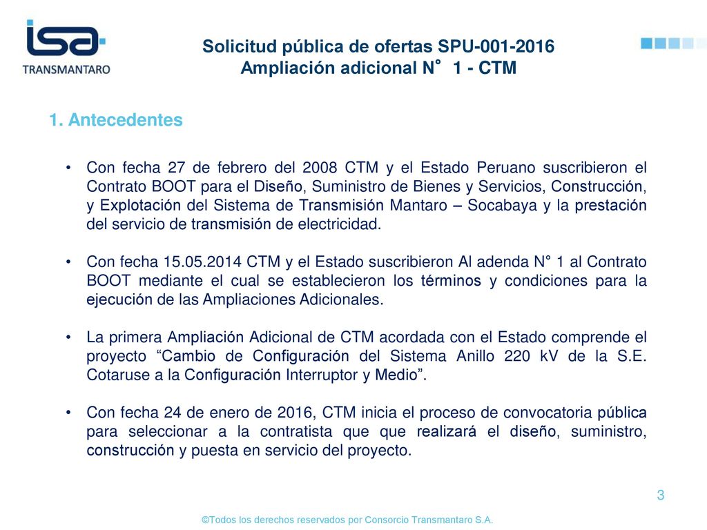 Solicitud pública de ofertas SPU Ampliación adicional N°1 - CTM