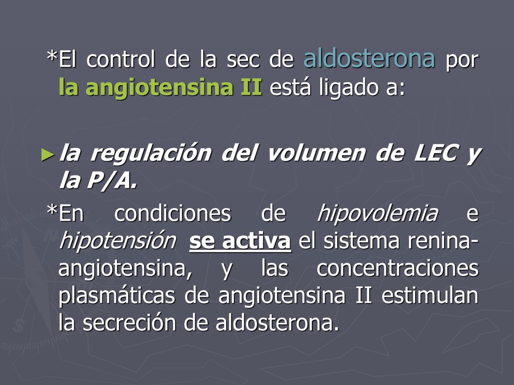 *El control de la sec de aldosterona por la angiotensina II está ligado a:
