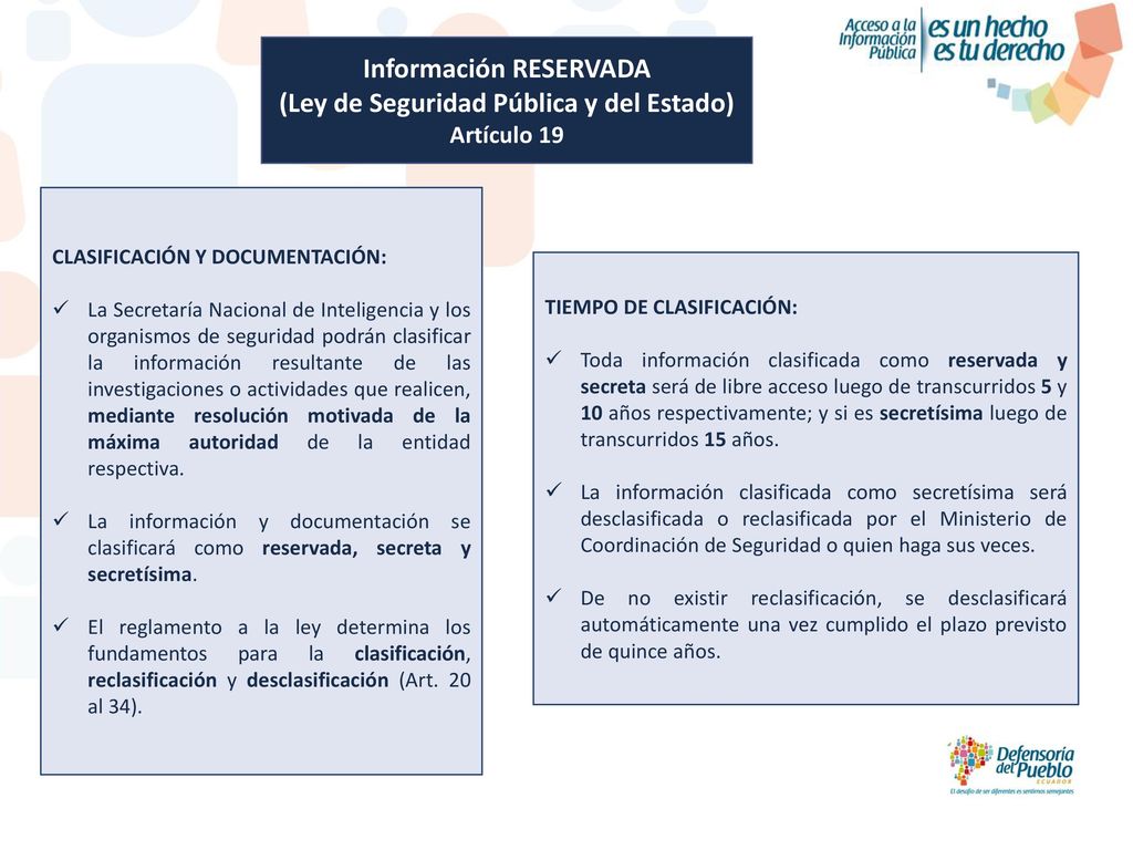 Información RESERVADA (Ley de Seguridad Pública y del Estado)