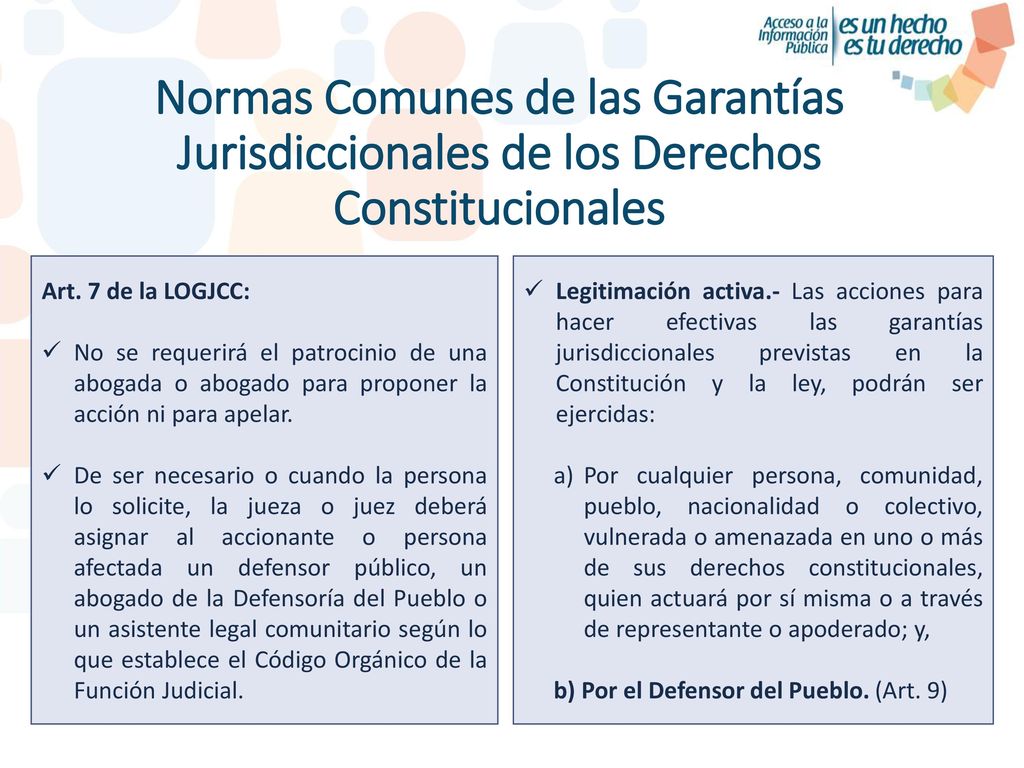 Normas Comunes de las Garantías Jurisdiccionales de los Derechos Constitucionales