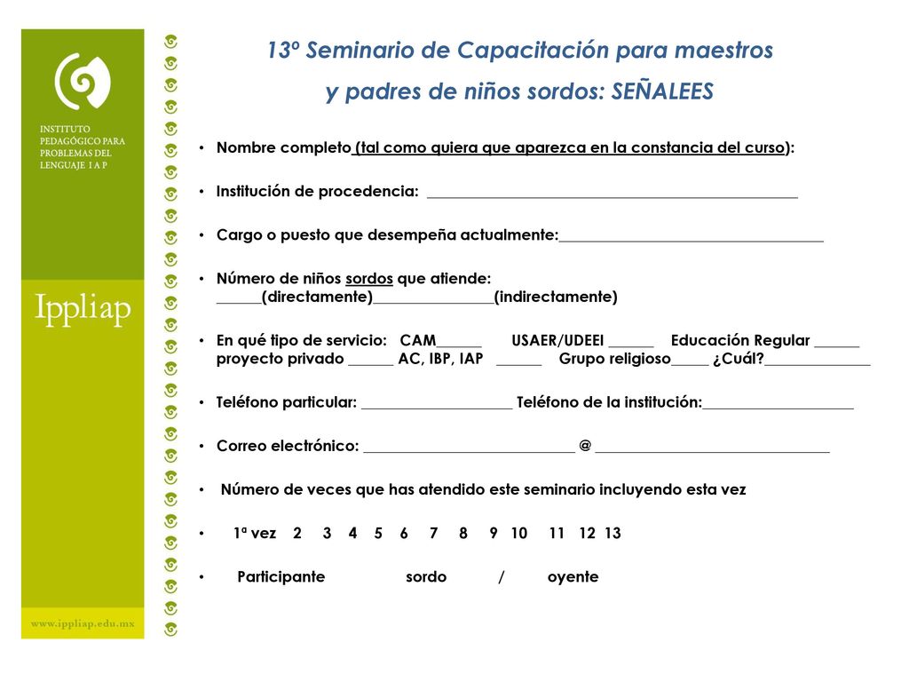 13º Seminario de Capacitación para maestros y padres de niños sordos: SEÑALEES