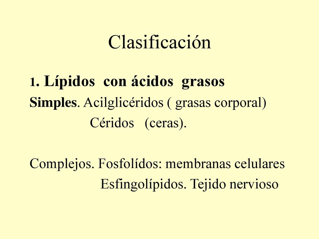Clasificación Simples. Acilglicéridos ( grasas corporal)