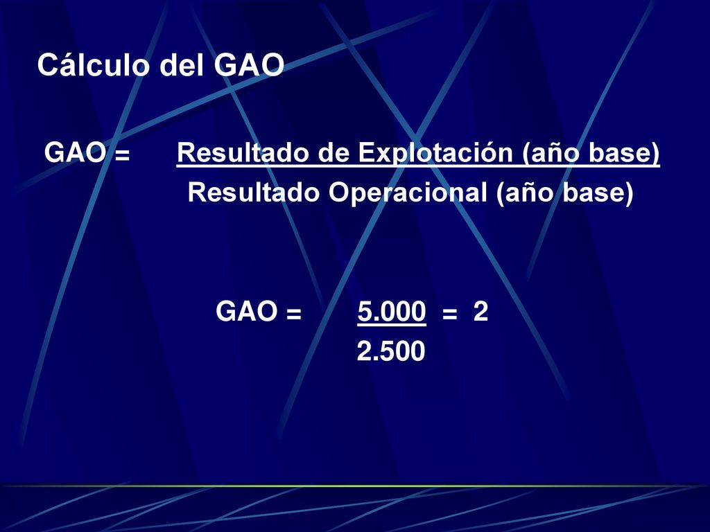 Cálculo del GAO GAO = Resultado de Explotación (año base)