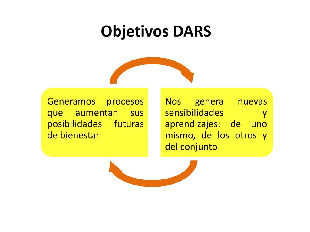 Objetivos DARS Generamos procesos que aumentan sus posibilidades futuras de bienestar.