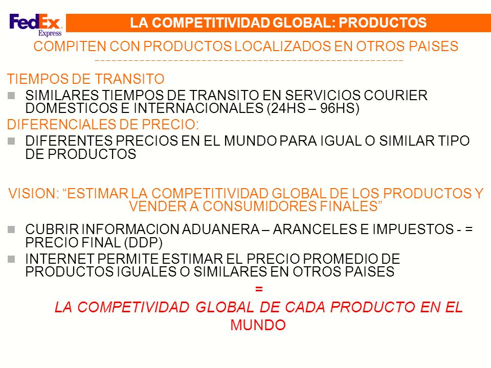 LA COMPETITIVIDAD GLOBAL: PRODUCTOS