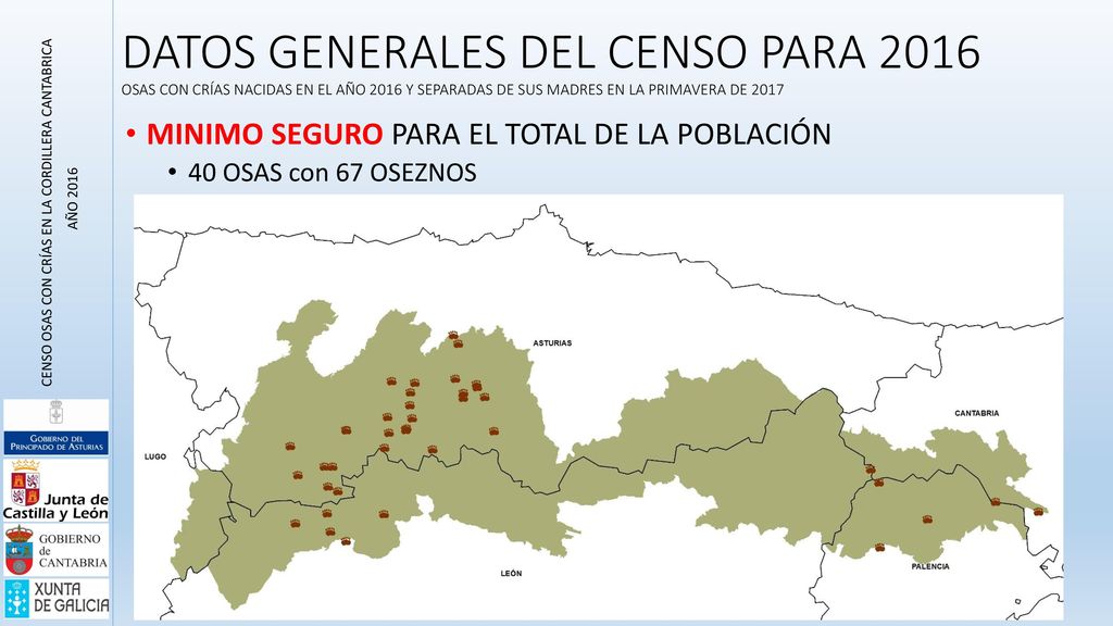 DATOS GENERALES DEL CENSO PARA 2016 OSAS CON CRÍAS NACIDAS EN EL AÑO 2016 Y SEPARADAS DE SUS MADRES EN LA PRIMAVERA DE 2017