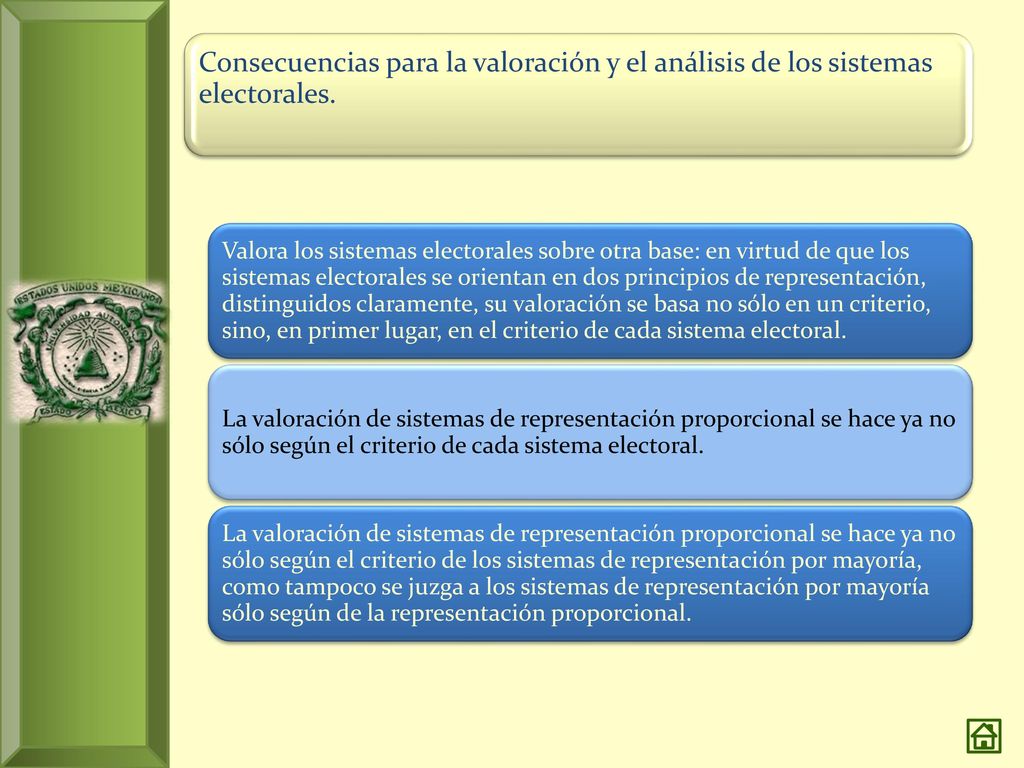 Consecuencias para la valoración y el análisis de los sistemas electorales.