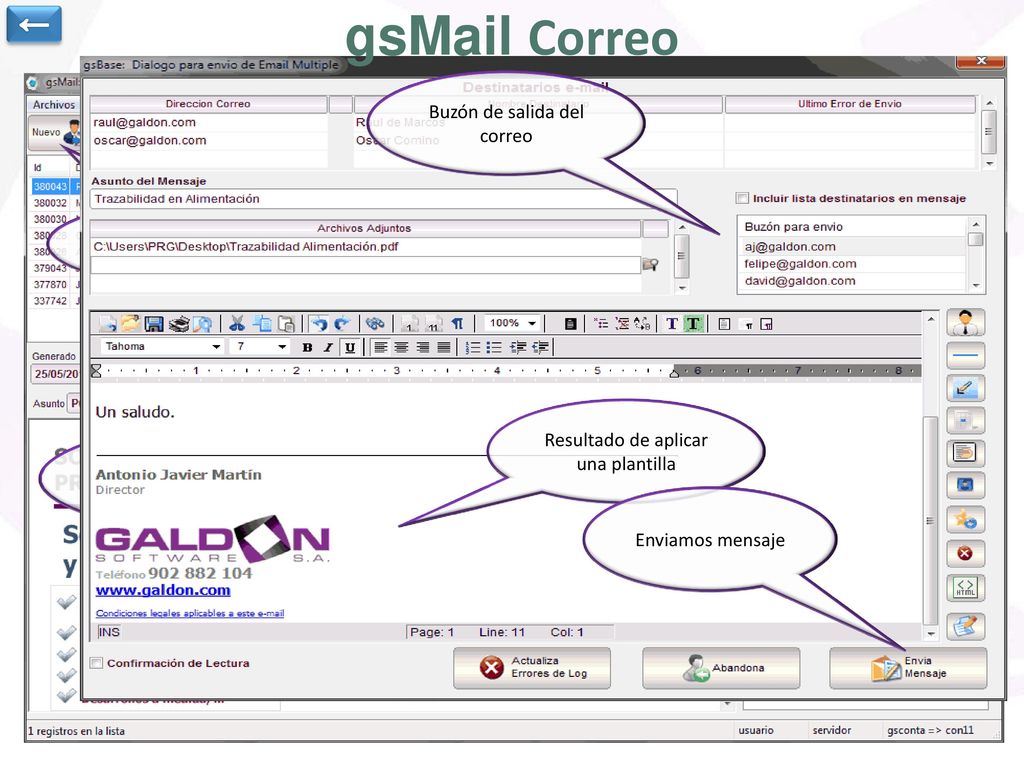 gsMail Correo ← Buzón de salida del correo