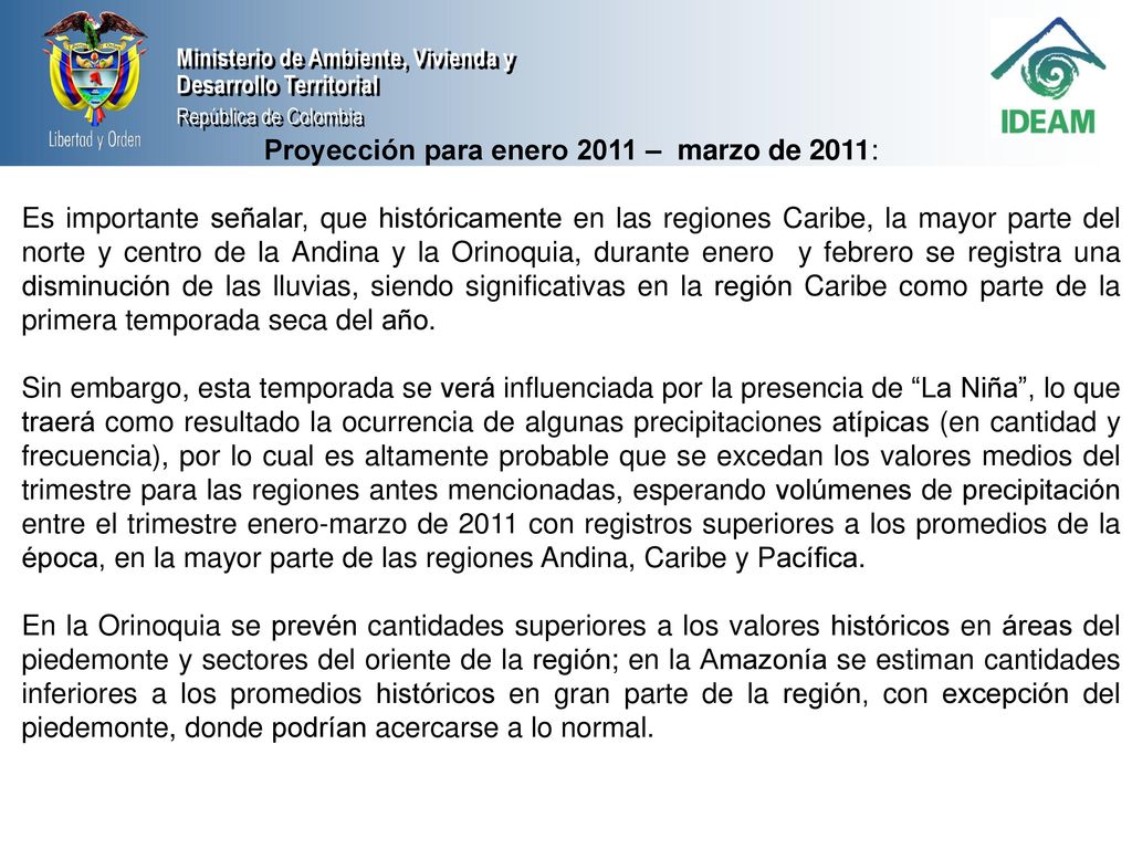 ALTERACIÓN PROMEDIO DE LA LLUVIA, ANTE UN EVENTO NIÑA DURANTE EL PRIMER TRIMESTRE DEL SEGUNDO AÑO