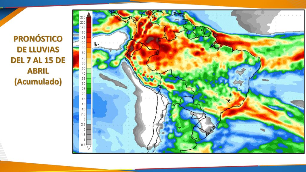 PRONÓSTICO DE LLUVIAS DEL 7 AL 15 DE ABRIL (Acumulado)