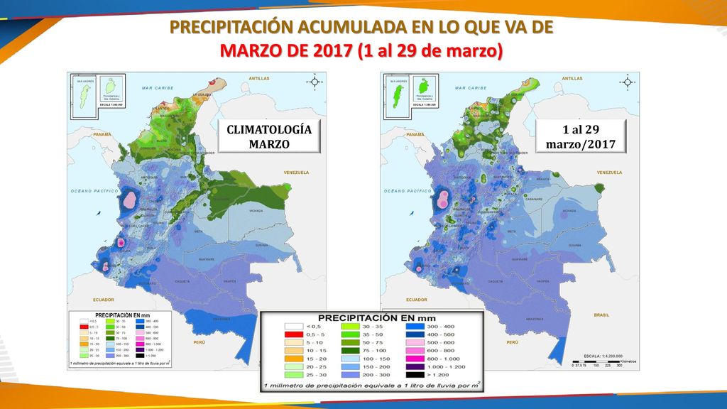 PRECIPITACIÓN ACUMULADA EN LO QUE VA DE MARZO DE 2017 (1 al 29 de marzo)