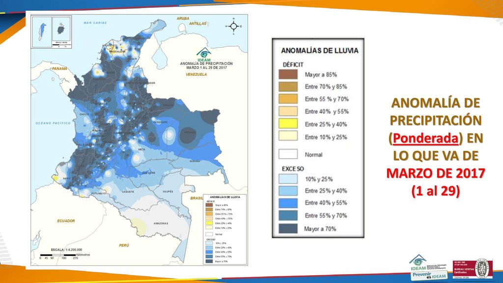 ANOMALÍA DE PRECIPITACIÓN (Ponderada) EN LO QUE VA DE MARZO DE 2017 (1 al 29)