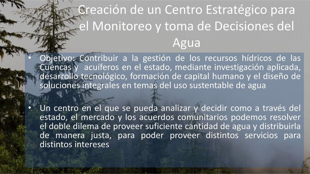 Creación de un Centro Estratégico para el Monitoreo y toma de Decisiones del Agua