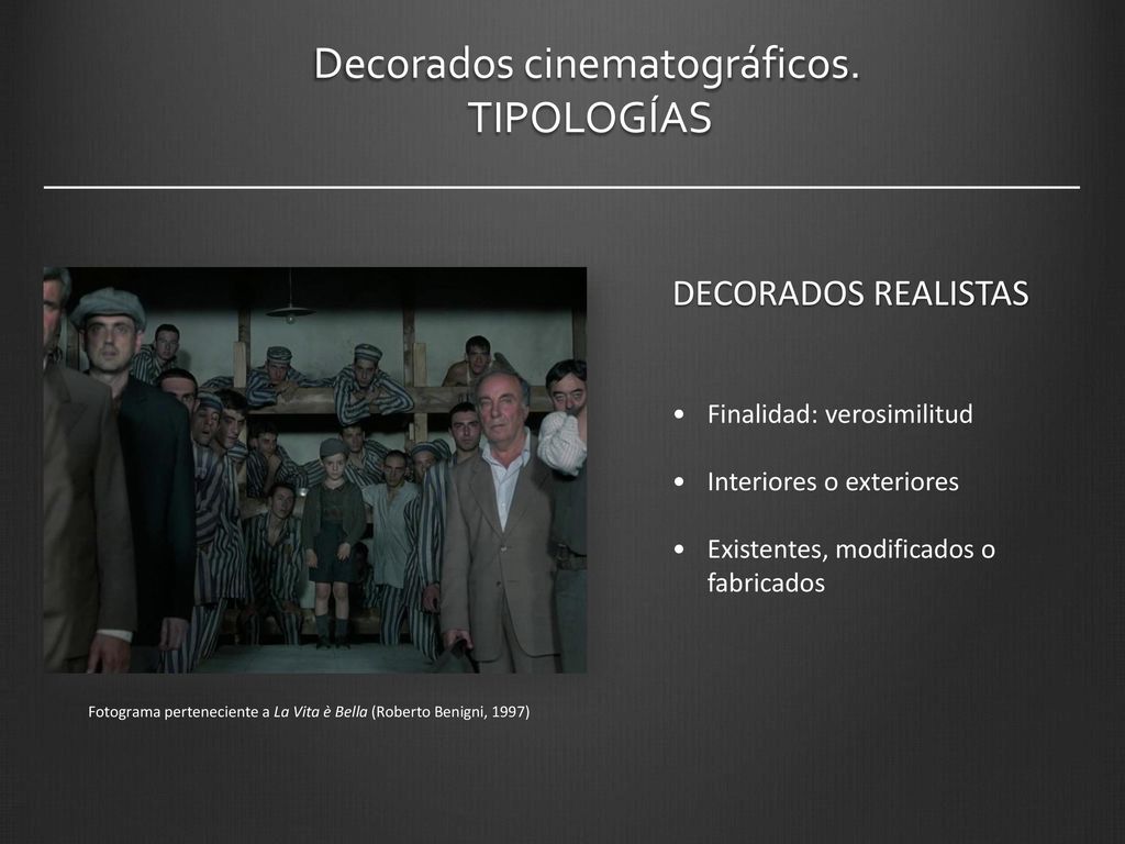Decorados cinematográficos. TIPOLOGÍAS