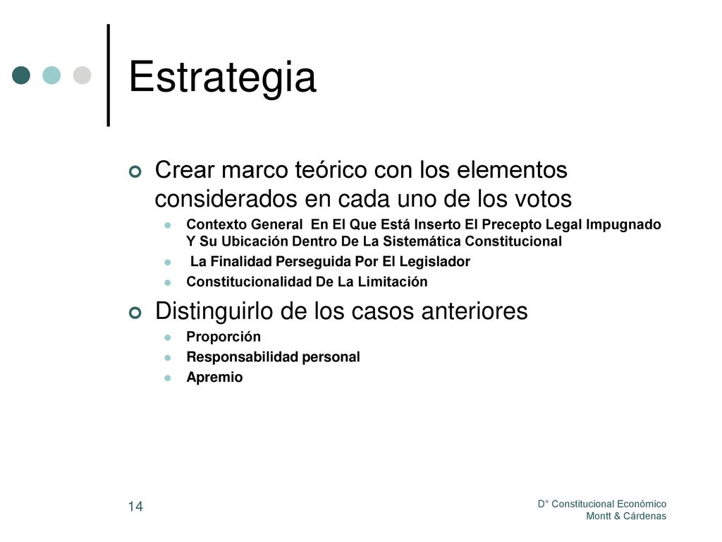 Estrategia Crear marco teórico con los elementos considerados en cada uno de los votos.