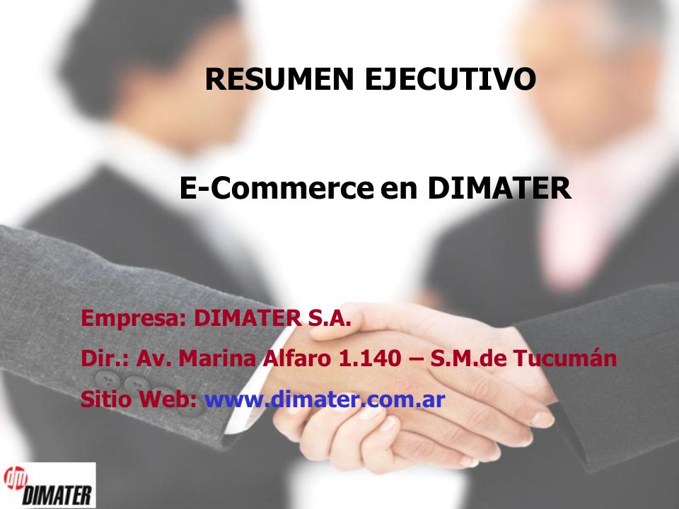 RESUMEN EJECUTIVO E-Commerce en DIMATER