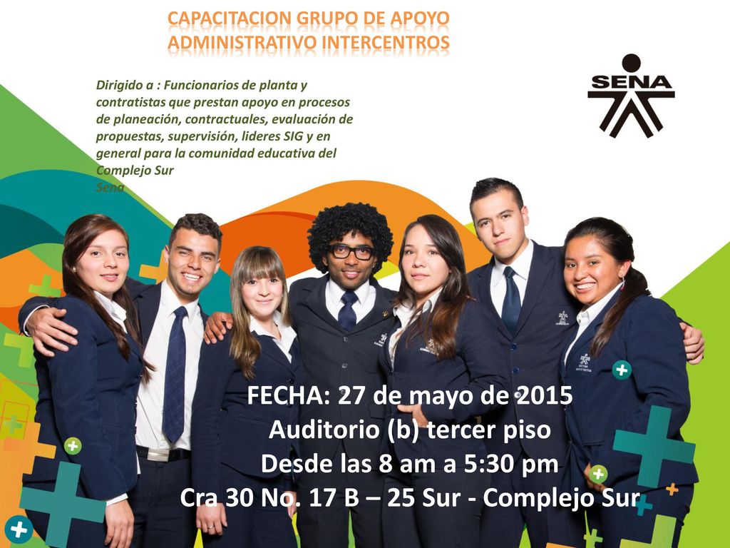 Auditorio (b) tercer piso Desde las 8 am a 5:30 pm