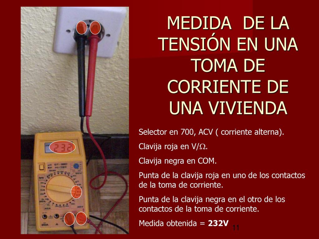 MEDIDA DE LA TENSIÓN EN UNA TOMA DE CORRIENTE DE UNA VIVIENDA