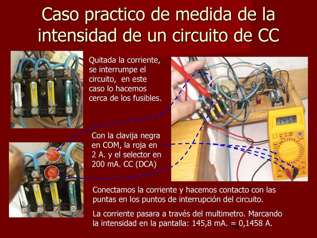 Caso practico de medida de la intensidad de un circuito de CC
