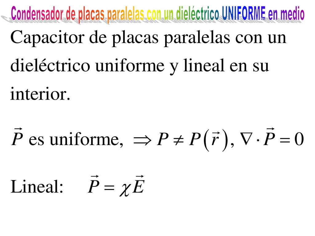 Condensador de placas paralelas con un dieléctrico UNIFORME en medio