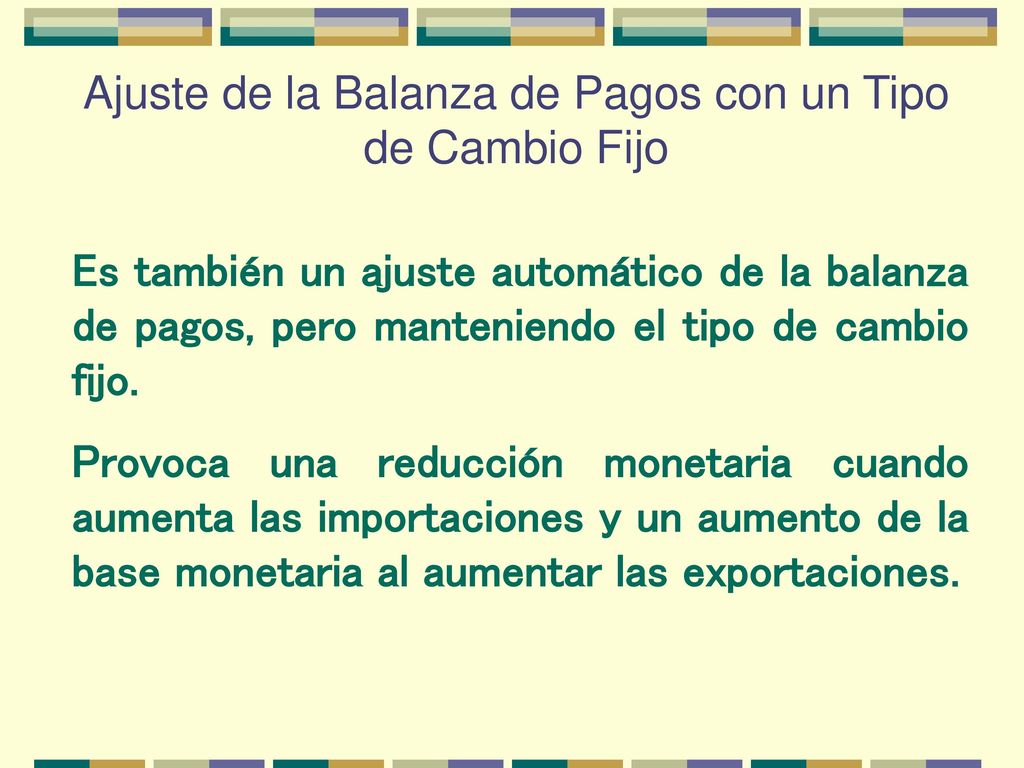 Ajuste de la Balanza de Pagos con un Tipo de Cambio Fijo