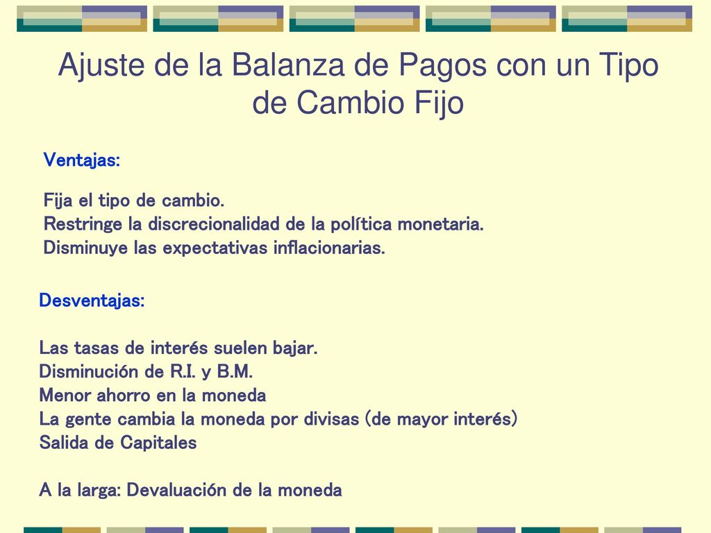 Ajuste de la Balanza de Pagos con un Tipo de Cambio Fijo