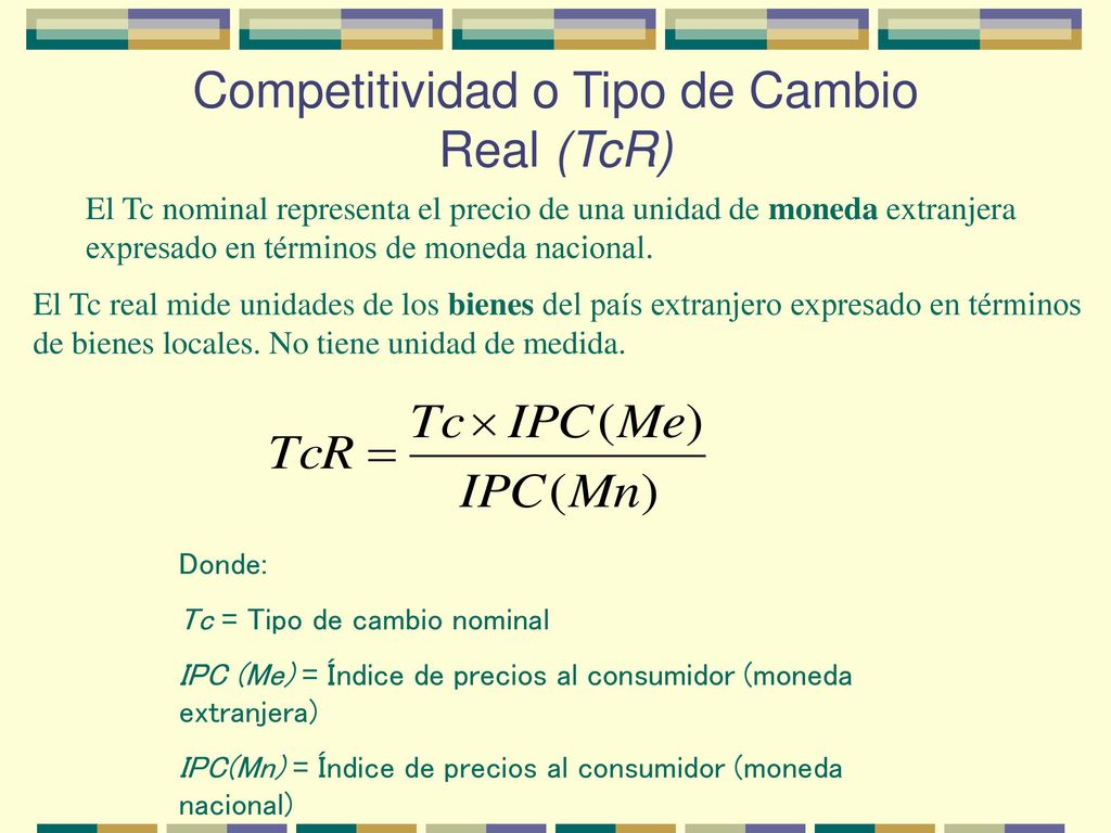 Competitividad o Tipo de Cambio Real (TcR)