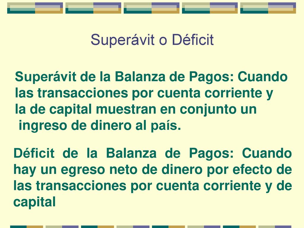 Superávit o Déficit Superávit de la Balanza de Pagos: Cuando