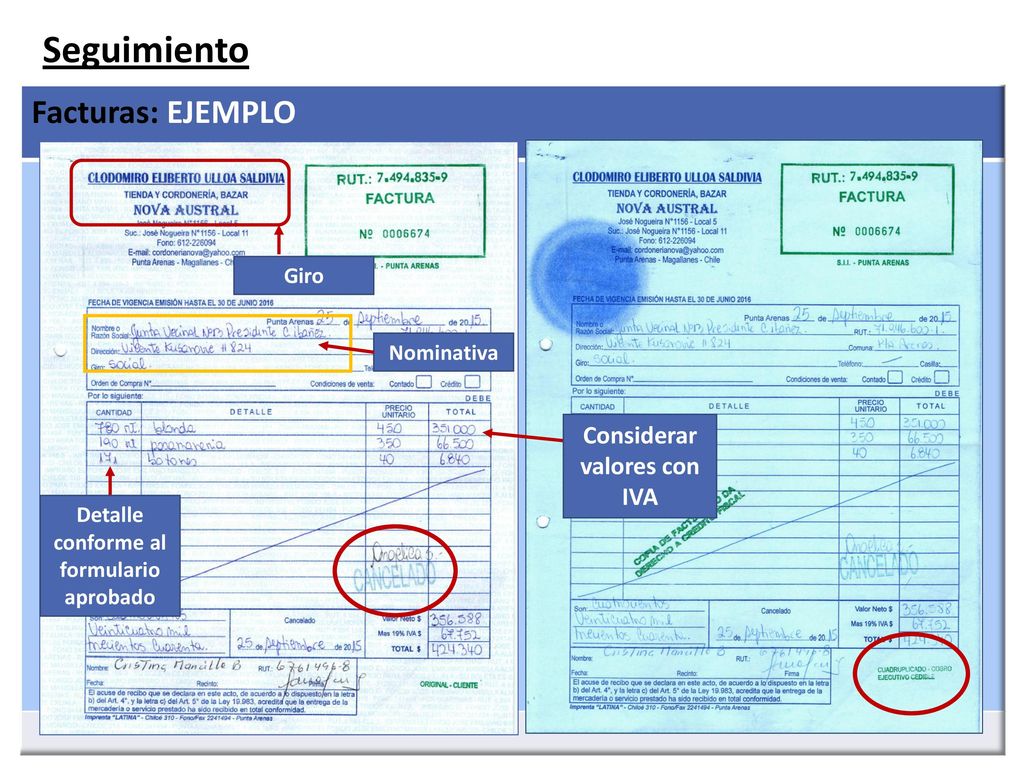 Considerar valores con IVA Detalle conforme al formulario aprobado