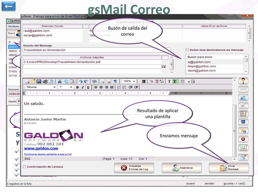 gsMail Correo ← Buzón de salida del correo