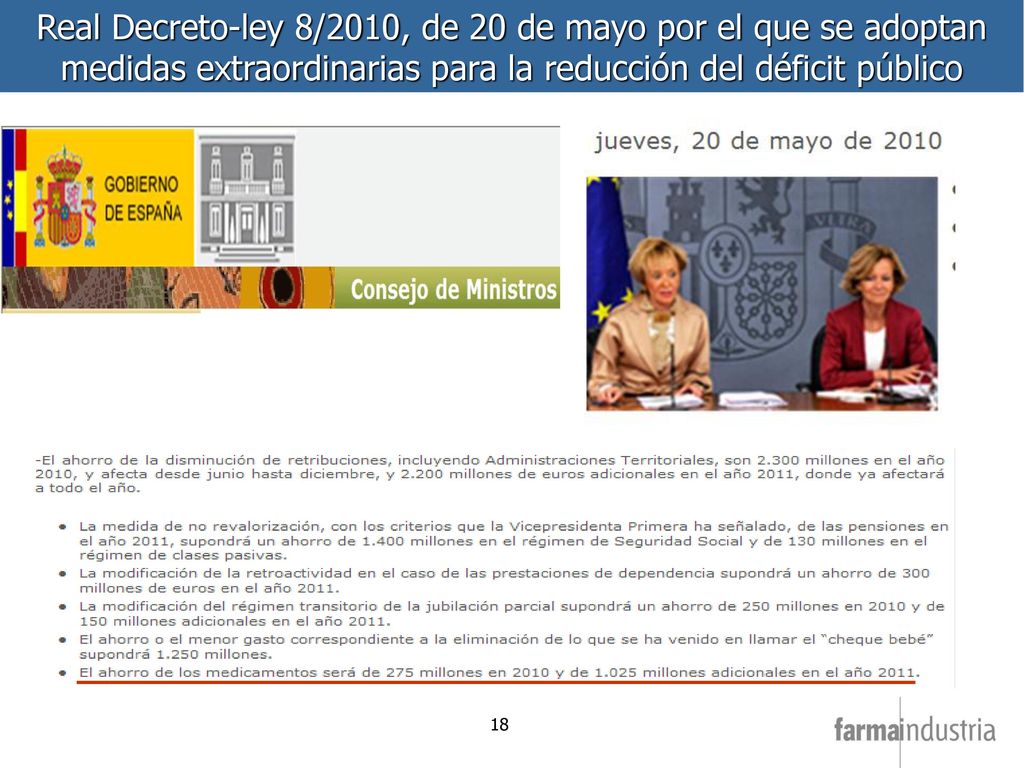 Real Decreto-ley 8/2010, de 20 de mayo por el que se adoptan medidas extraordinarias para la reducción del déficit público