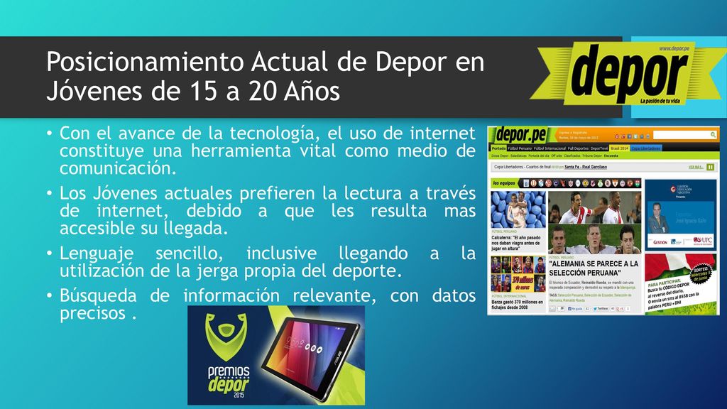 Posicionamiento Actual de Depor en Jóvenes de 15 a 20 Años
