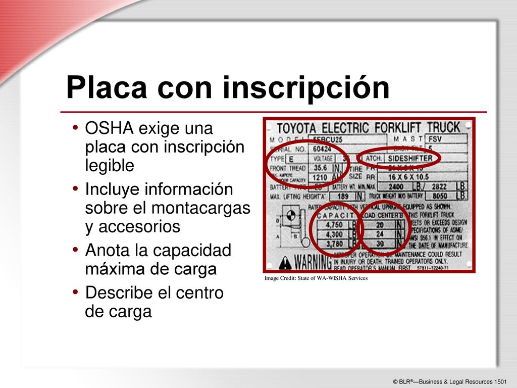Placa con inscripción OSHA exige una placa con inscripción legible