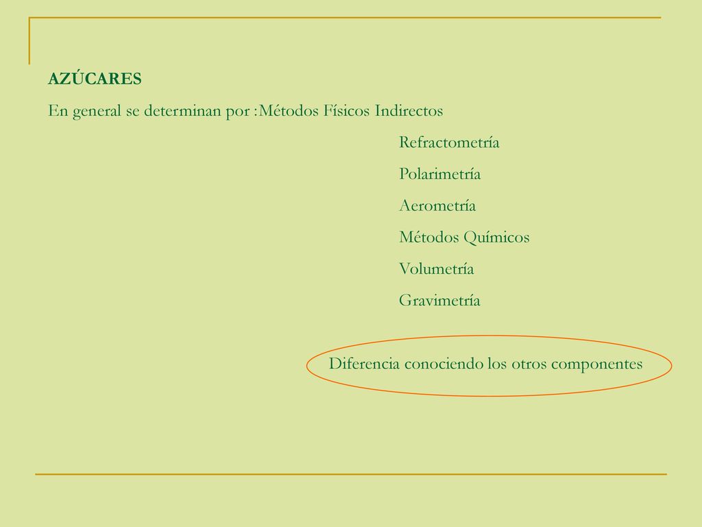 AZÚCARES En general se determinan por : Métodos Físicos Indirectos. Refractometría. Polarimetría.