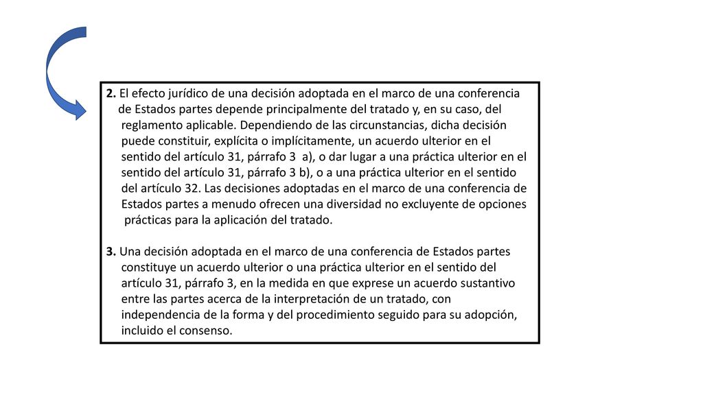 2. El efecto jurídico de una decisión adoptada en el marco de una conferencia