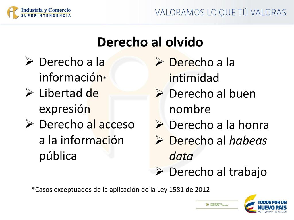 Derecho al olvido Derecho a la información* Derecho a la intimidad