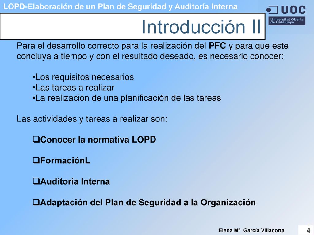 LOPD-Elaboración de un Plan de Seguridad y Auditoría Interna