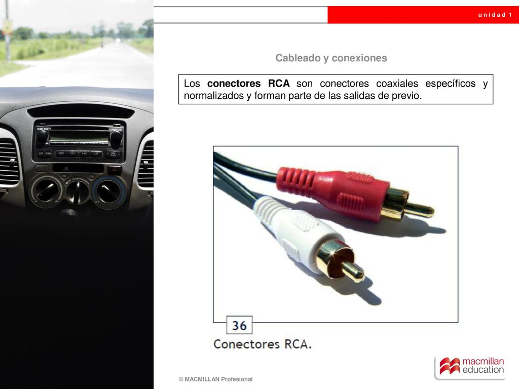 Cableado y conexiones Los conectores RCA son conectores coaxiales específicos y normalizados y forman parte de las salidas de previo.