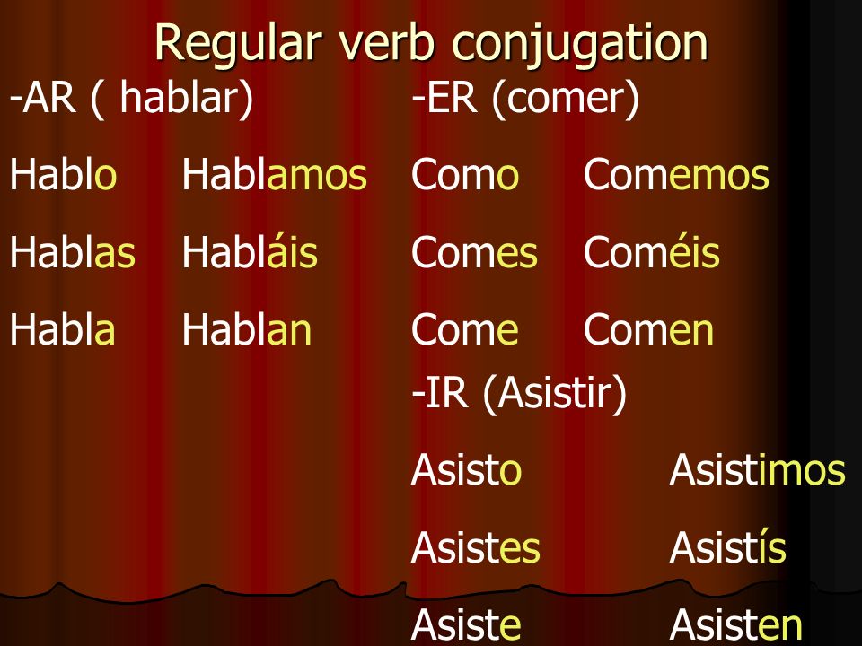 Regular verb conjugation