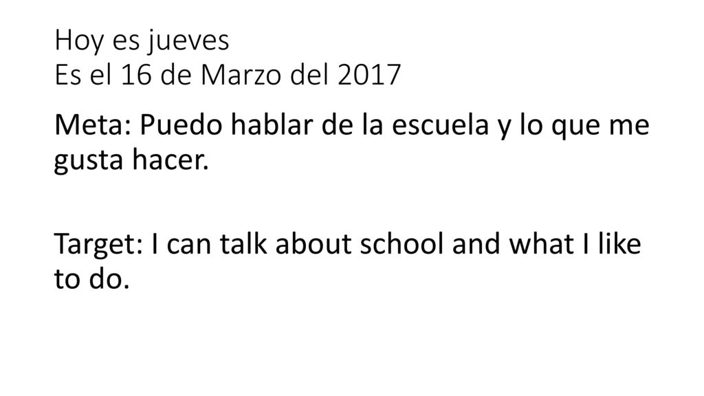 Hoy es jueves Es el 16 de Marzo del 2017