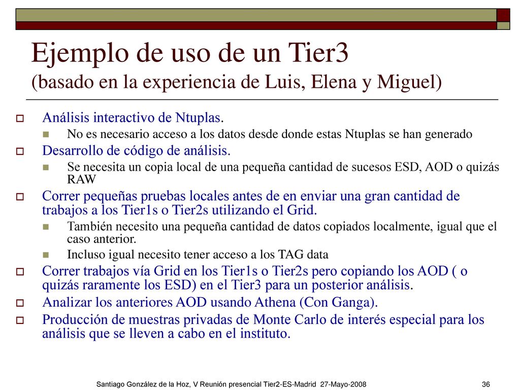 Ejemplo de uso de un Tier3 (basado en la experiencia de Luis, Elena y Miguel)